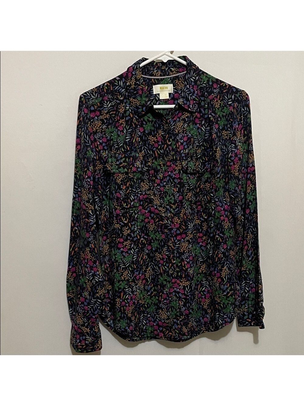 Anthropologie Maeve Floral Long Sleeve Button Down Blouse 6 - Picture 2 of 8